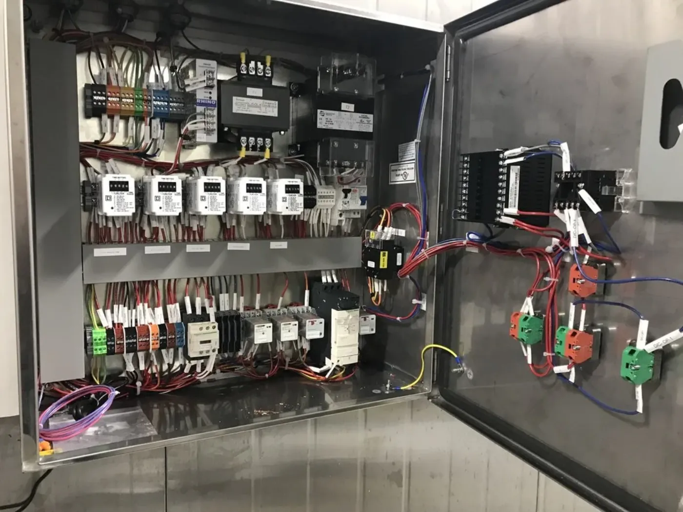 Industrial control panel with metering and distribution wiring