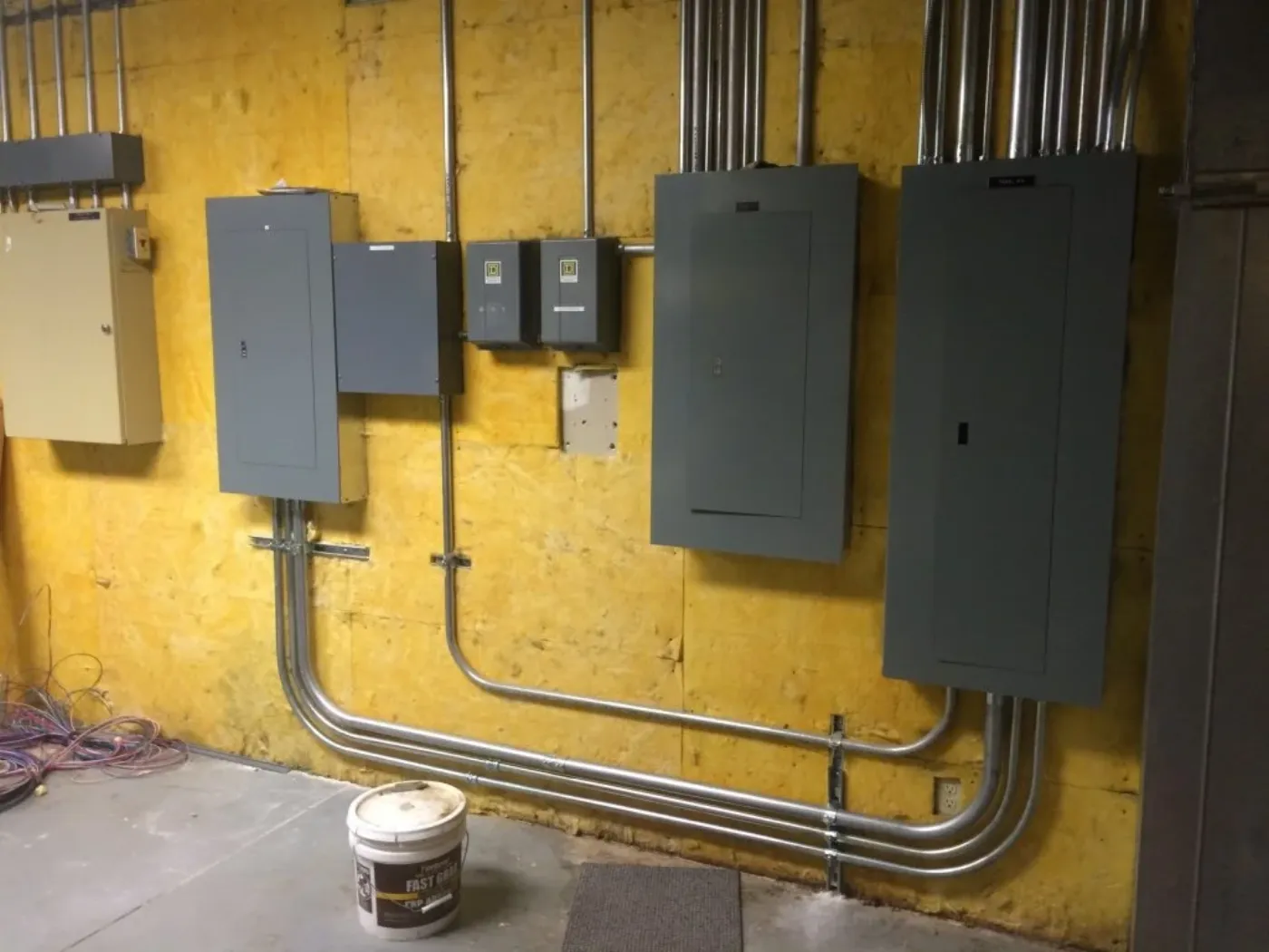 Electrical service panel installed and terminated